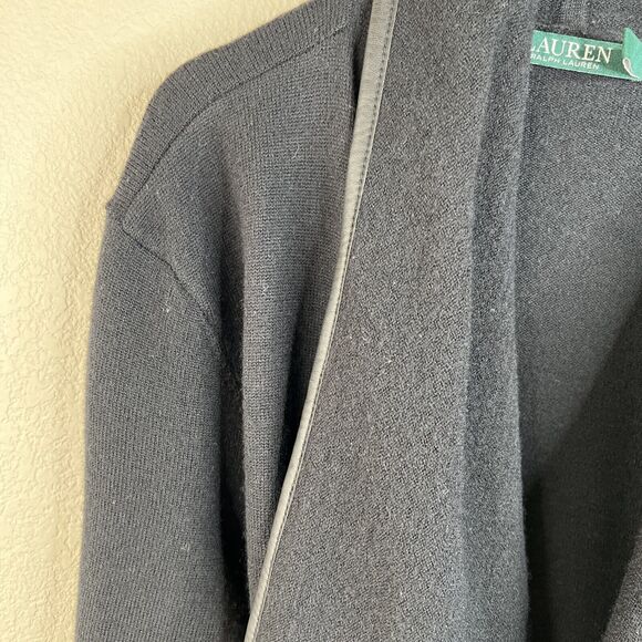 Ralph Lauren Open Draped Cardigan With Leather Lining Small Dress Casual‎ - Picture 3 of 14